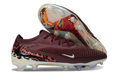 Unisex Nike Phantom 6 Elite Low FG Firm Ground Low-Tops Football Boots - Burgundy/Crimson Red/Black