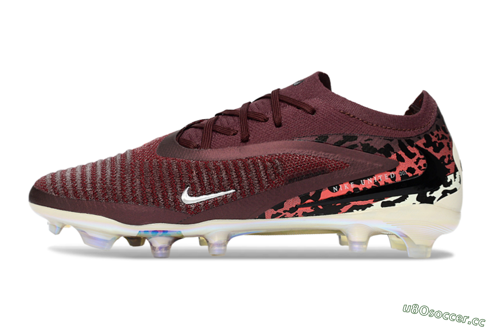 Unisex Nike Phantom 6 Elite Low FG Firm Ground Low-Tops Football Boots - Burgundy/Crimson Red/Black 0