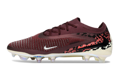 Unisex Nike Phantom 6 Elite Low FG Firm Ground Low-Tops Football Boots - Burgundy/Crimson Red/Black