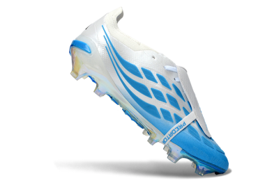 Unisex Adidas Predator 26 Elite Fold-Over Tongue FG Firm Ground Low-Tops Football Boots - Blue/Sky Blue/Black