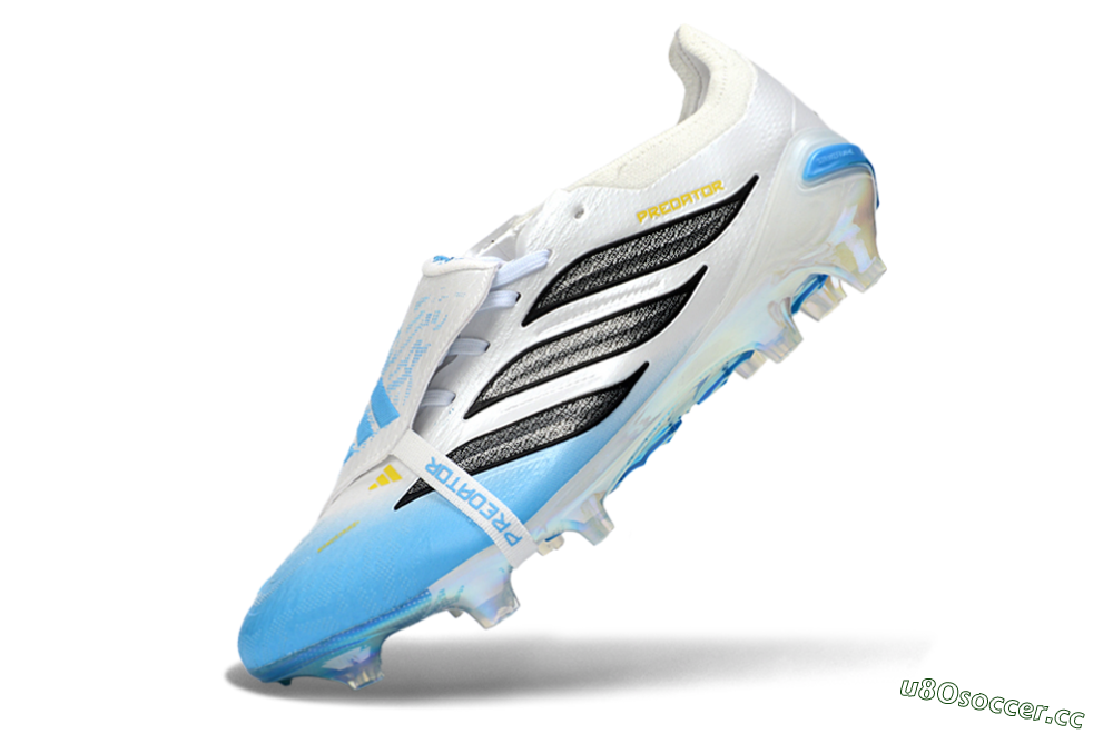 Unisex Adidas Predator 26 Elite Fold-Over Tongue FG Firm Ground Low-Tops Football Boots - Blue/Sky Blue/Black 5