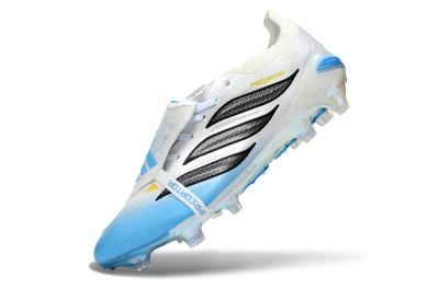 Unisex Adidas Predator 26 Elite Fold-Over Tongue FG Firm Ground Low-Tops Football Boots - Blue/Sky Blue/Black