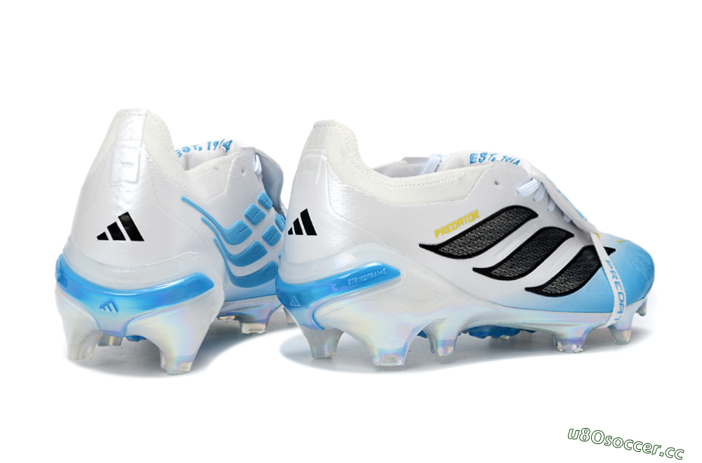 Unisex Adidas Predator 26 Elite Fold-Over Tongue FG Firm Ground Low-Tops Football Boots - Blue/Sky Blue/Black 6