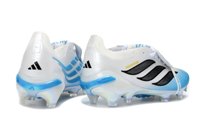 Unisex Adidas Predator 26 Elite Fold-Over Tongue FG Firm Ground Low-Tops Football Boots - Blue/Sky Blue/Black
