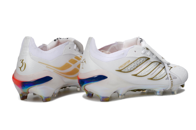 Men's Adidas Predator 26 Elite Fold-Over Tongue FG Firm Ground Low-Tops Football Boots - White/Gold/Iridescent