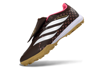 Men's Adidas Predator 26 Elite Fold-Over Tongue TF Artificial Turf Low-Tops Football Shoes - Brown/Soft Pink/Golden Beige