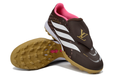 Men's Adidas Predator 26 Elite Fold-Over Tongue TF Artificial Turf Low-Tops Football Shoes - Brown/Soft Pink/Golden Beige