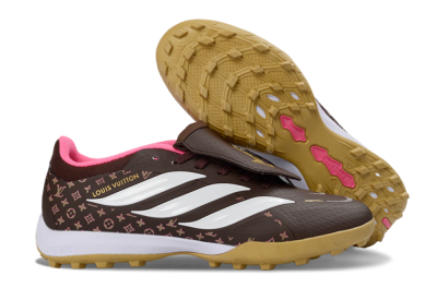 Men's Adidas Predator 26 Elite Fold-Over Tongue TF Artificial Turf Low-Tops Football Shoes - Brown/Soft Pink/Golden Beige