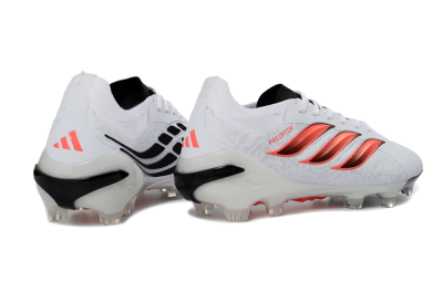Men's Adidas Predator 26 Elite FG Firm Ground Low-Tops Football Boots - White/Vibrant Red/Black
