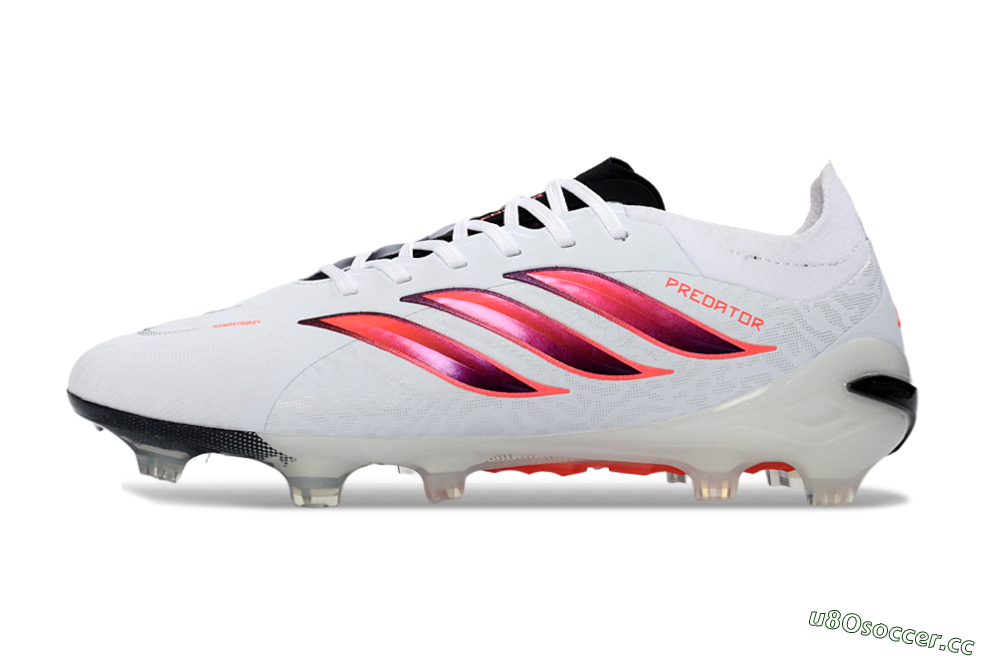 Men's Adidas Predator 26 Elite FG Firm Ground Low-Tops Football Boots - White/Vibrant Red/Black 0