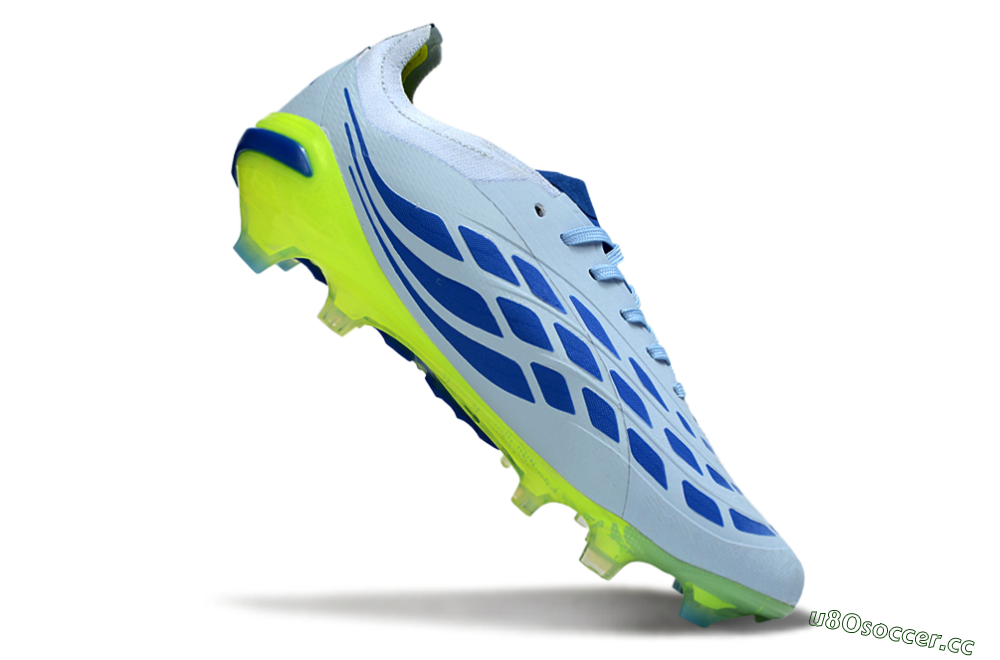 Unisex Adidas Predator 26 Elite FG Firm Ground Low-Tops Football Boots - Blue/Electric Lime/Azure 5