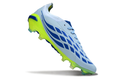 Unisex Adidas Predator 26 Elite FG Firm Ground Low-Tops Football Boots - Blue/Electric Lime/Azure