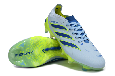 Unisex Adidas Predator 26 Elite FG Firm Ground Low-Tops Football Boots - Blue/Electric Lime/Azure