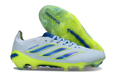 Unisex Adidas Predator 26 Elite FG Firm Ground Low-Tops Football Boots - Blue/Electric Lime/Azure