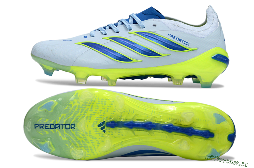 Unisex Adidas Predator 26 Elite FG Firm Ground Low-Tops Football Boots - Blue/Electric Lime/Azure 1
