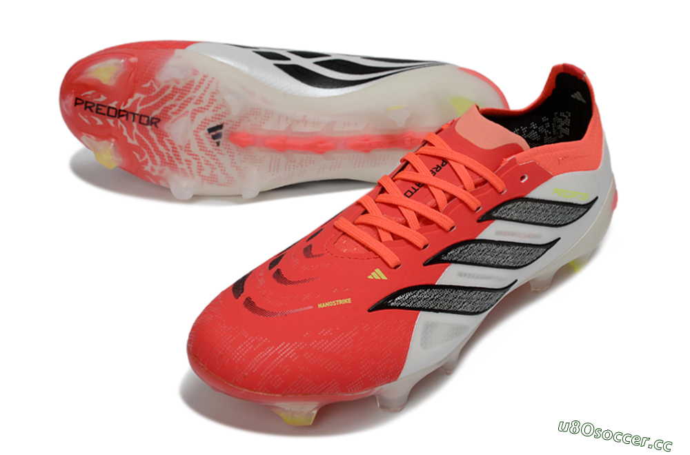 Unisex Adidas Predator 26 Elite FG Firm Ground Low-Tops Football Boots - Red/Bright Red/White Fusion 3