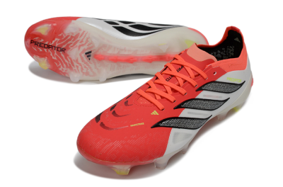 Unisex Adidas Predator 26 Elite FG Firm Ground Low-Tops Football Boots - Red/Bright Red/White Fusion