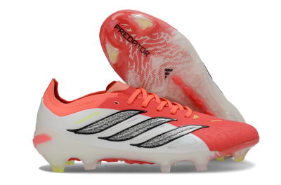 Unisex Adidas Predator 26 Elite FG Firm Ground Low-Tops Football Boots - Red/Bright Red/White Fusion