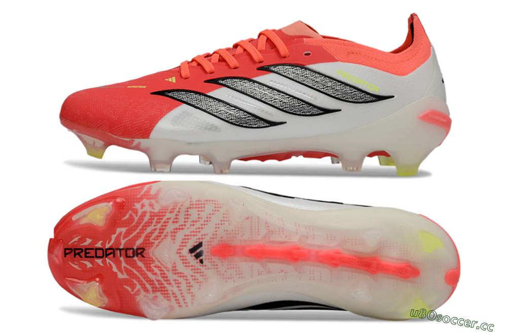 Unisex Adidas Predator 26 Elite FG Firm Ground Low-Tops Football Boots - Red/Bright Red/White Fusion 1