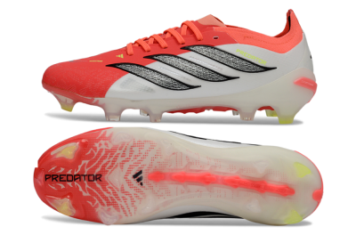 Unisex Adidas Predator 26 Elite FG Firm Ground Low-Tops Football Boots - Red/Bright Red/White Fusion