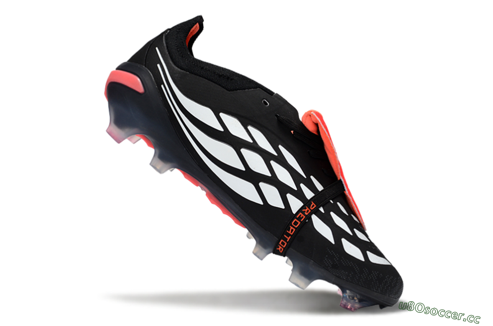 Unisex Adidas Predator 26 Elite Fold-Over Tongue FG Firm Ground Low-Tops Football Boots - Black/Electric Red/Silver 5