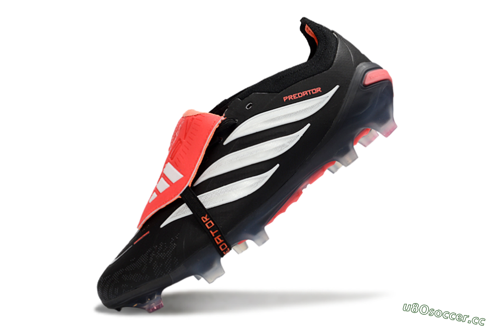 Unisex Adidas Predator 26 Elite Fold-Over Tongue FG Firm Ground Low-Tops Football Boots - Black/Electric Red/Silver 6