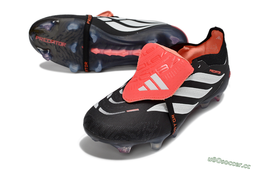 Unisex Adidas Predator 26 Elite Fold-Over Tongue FG Firm Ground Low-Tops Football Boots - Black/Electric Red/Silver 3