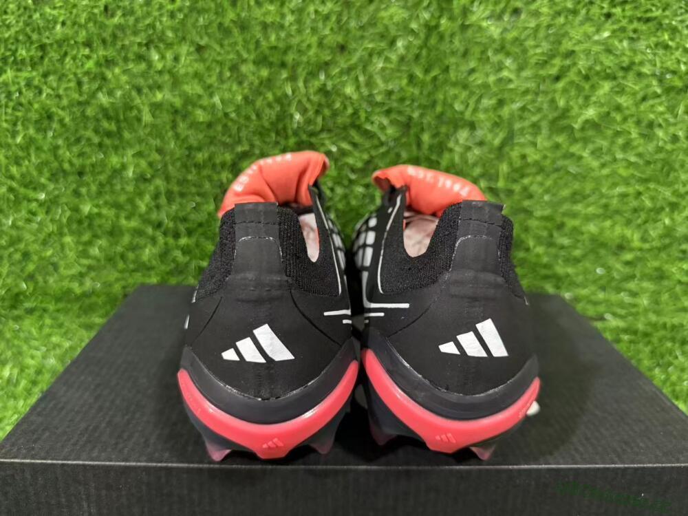 Unisex Adidas Predator 26 Elite Fold-Over Tongue FG Firm Ground Low-Tops Football Boots - Black/Electric Red/Silver