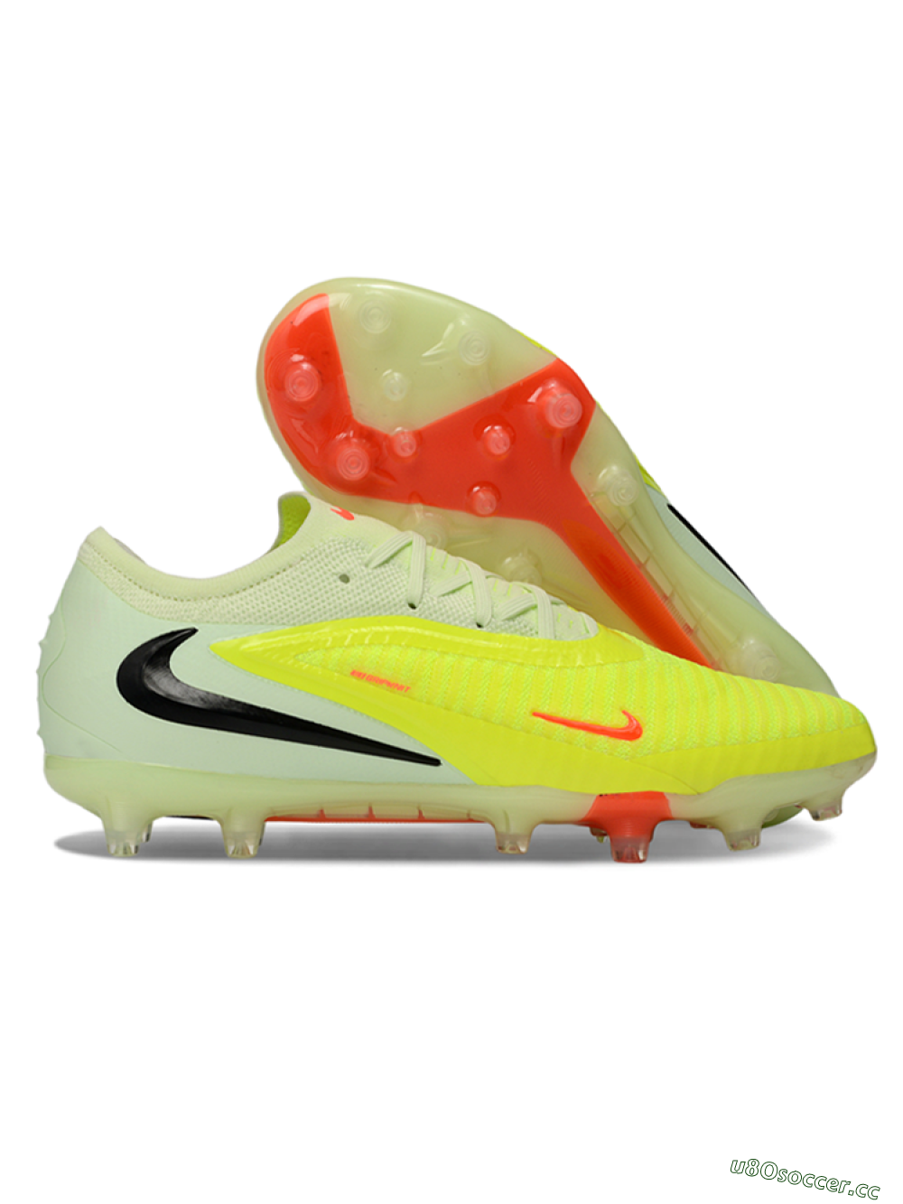 Men's Nike Phantom 6 Elite Low FG Firm Ground Low-Tops Football Boots - Yellow/Neon Yellow/Coral Orange 2