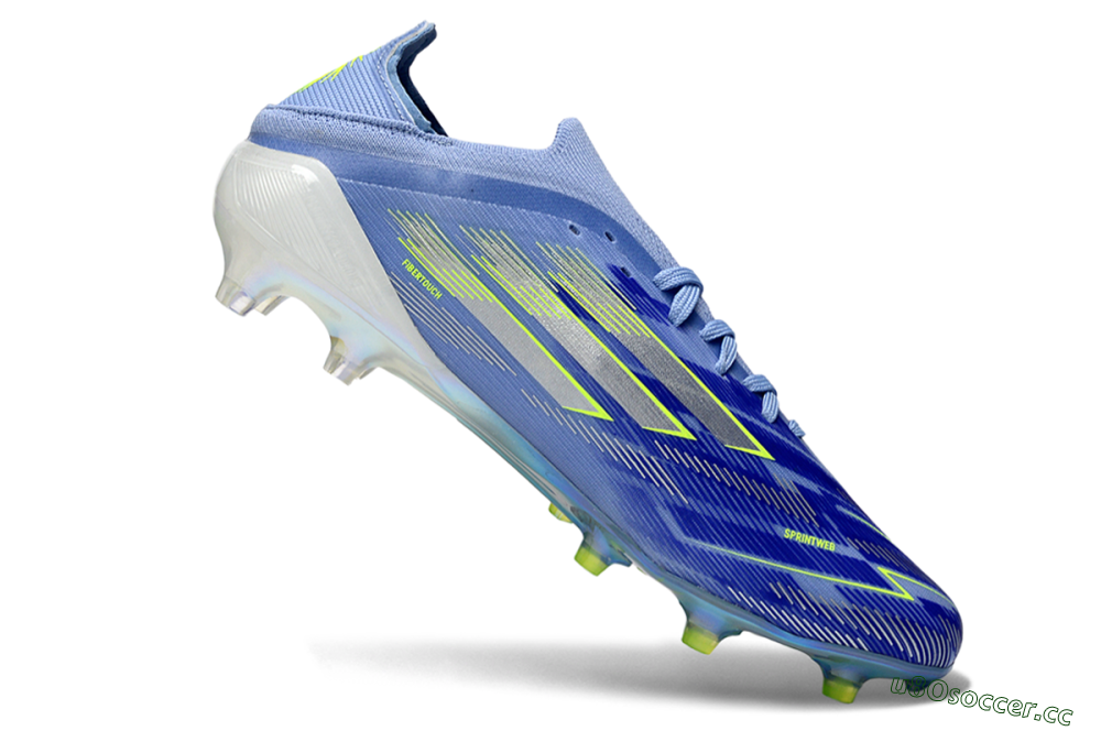 Men's Adidas F50 Elite FG Firm Ground Low-Tops Football Boots - Blue/Electric Green/Silver 4