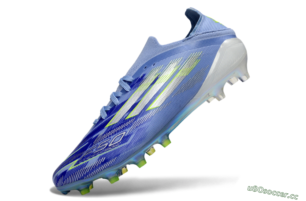 Men's Adidas F50 Elite FG Firm Ground Low-Tops Football Boots - Blue/Electric Green/Silver 5