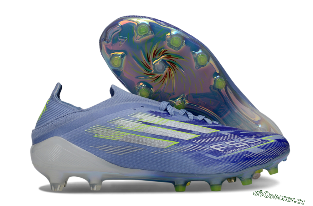 Men's Adidas F50 Elite FG Firm Ground Low-Tops Football Boots - Blue/Electric Green/Silver 2