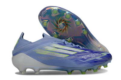 Men's Adidas F50 Elite FG Firm Ground Low-Tops Football Boots - Blue/Electric Green/Silver