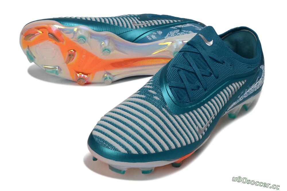 Men's Nike Phantom 6 Elite Low FG Firm Ground Low-Tops Football Boots - Teal/Ocean Blue/White 3