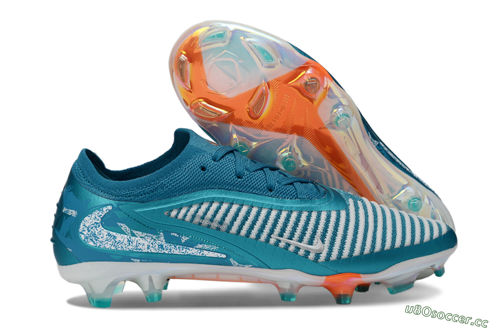 Men's Nike Phantom 6 Elite Low FG Firm Ground Low-Tops Football Boots - Teal/Ocean Blue/White 2