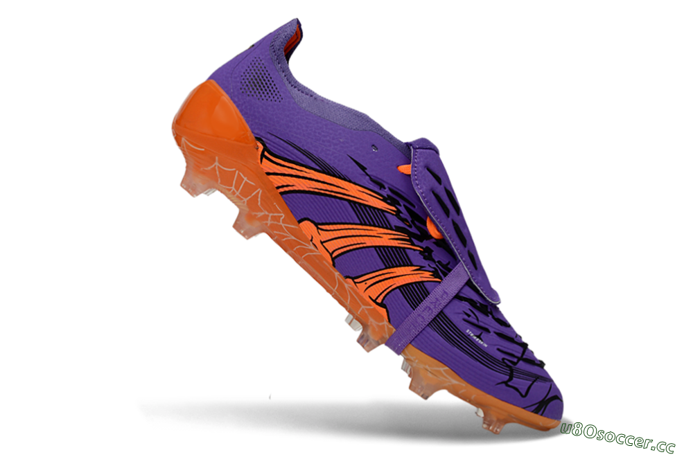 Unisex UFL x Adidas Predator 25 Elite Fold-Over Tongue FG Firm Ground Low-Tops Football Boots - Purple/Burnt Orange/Spider Black 4