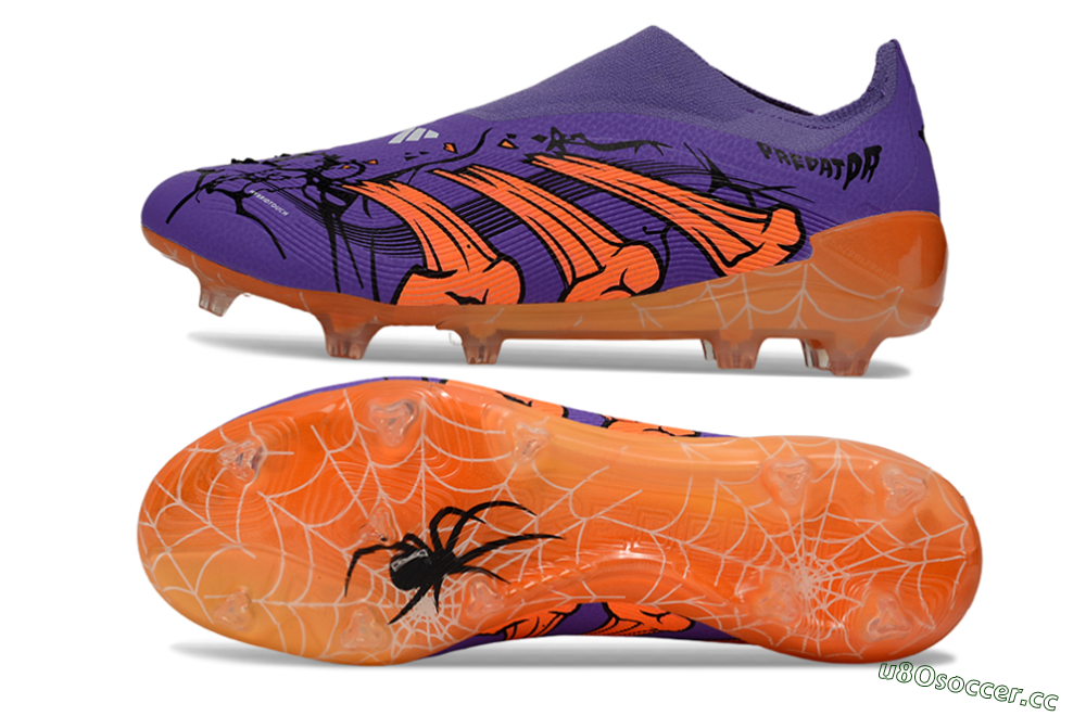 Unisex UFL x Adidas Predator 25 Elite FG Firm Ground Low-Tops Football Boots - Purple/Vibrant Orange/Deep Purple 1