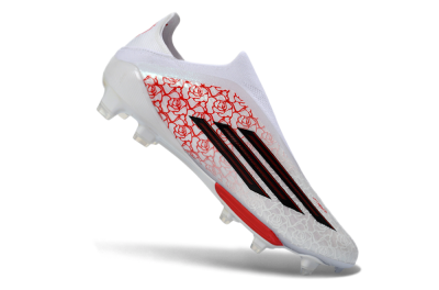Men's Adidas F50+ Elite Lightstrike Pro Laceless FG Firm Ground Low-Tops Football Boots - White/Rose Red/Black