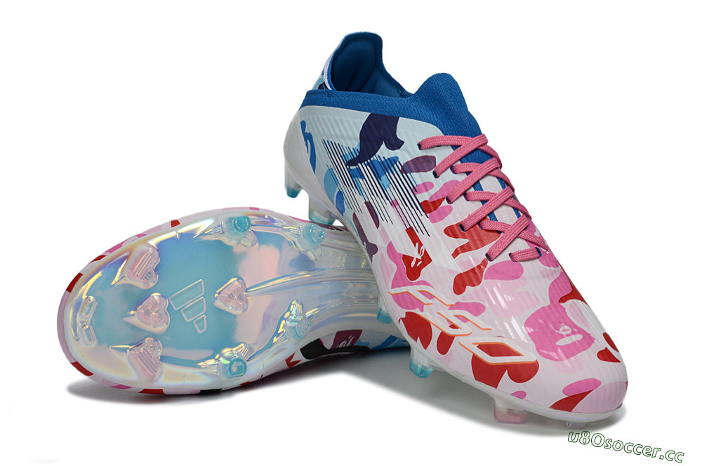 Unisex Adidas F50 Elite FG Firm Ground Low-Tops Football Boots - Pink/Blue Camo/Pink Splash 4