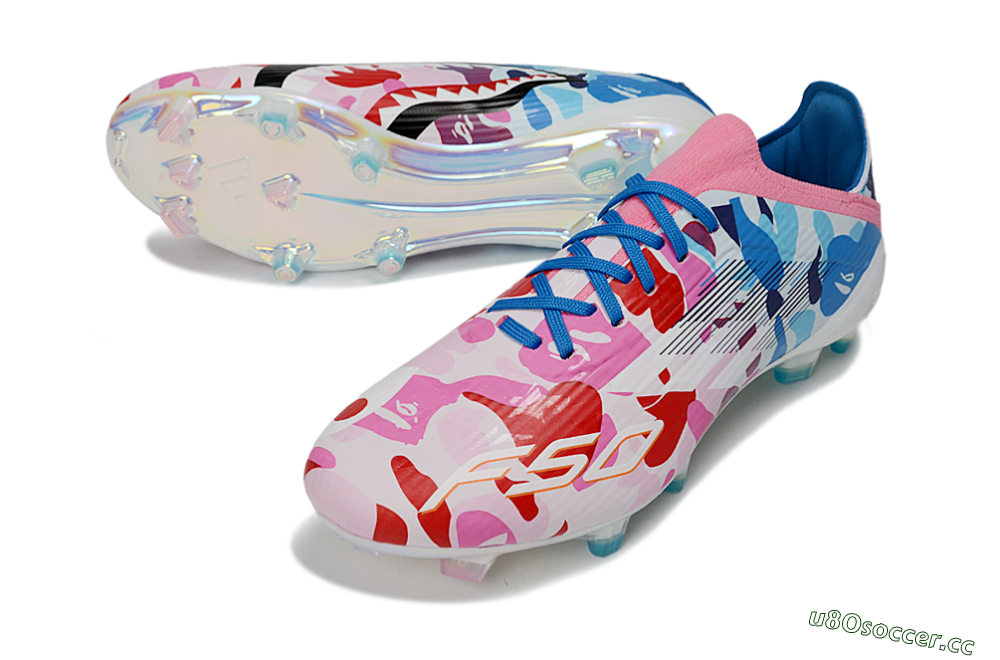Unisex Adidas F50 Elite FG Firm Ground Low-Tops Football Boots - Pink/Blue Camo/Pink Splash 3