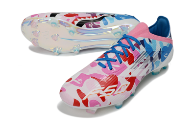 Unisex Adidas F50 Elite FG Firm Ground Low-Tops Football Boots - Pink/Blue Camo/Pink Splash