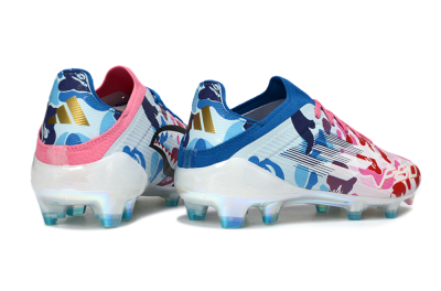Unisex Adidas F50 Elite FG Firm Ground Low-Tops Football Boots - Pink/Blue Camo/Pink Splash