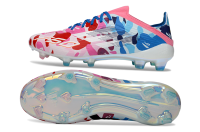 Unisex Adidas F50 Elite FG Firm Ground Low-Tops Football Boots - Pink/Blue Camo/Pink Splash