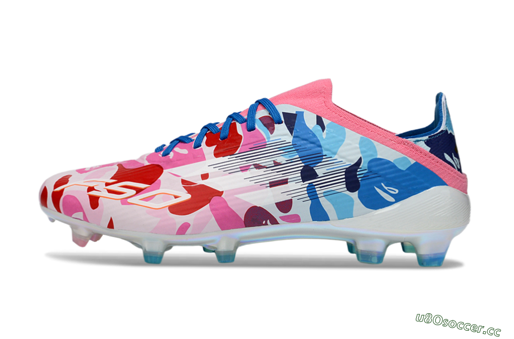Unisex Adidas F50 Elite FG Firm Ground Low-Tops Football Boots - Pink/Blue Camo/Pink Splash 0