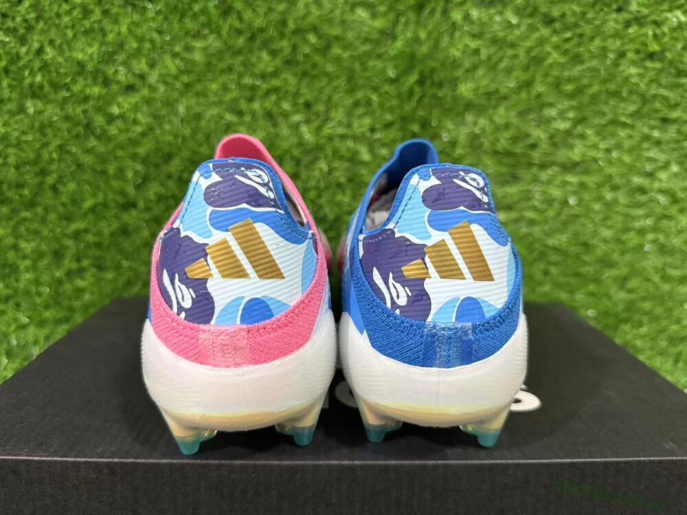 Unisex Adidas F50 Elite FG Firm Ground Low-Tops Football Boots - Pink/Blue Camo/Pink Splash