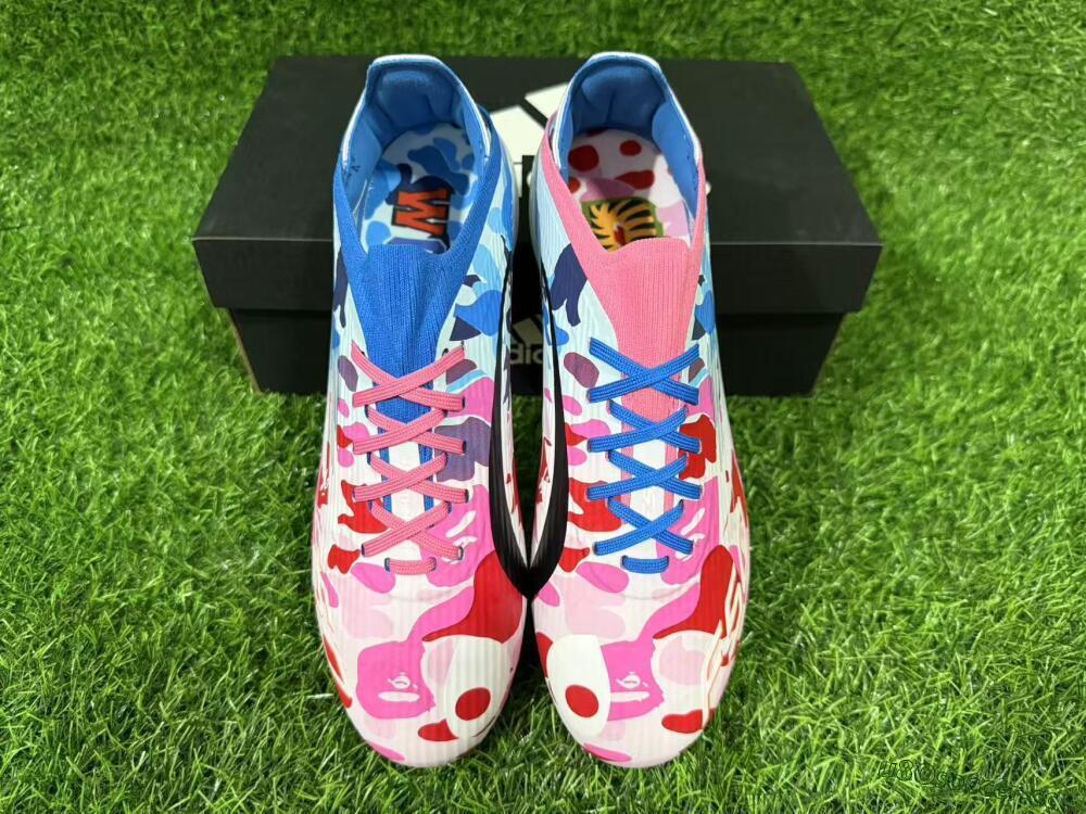 Unisex Adidas F50 Elite FG Firm Ground Low-Tops Football Boots - Pink/Blue Camo/Pink Splash