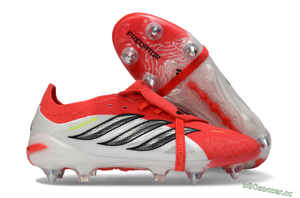 Men's Adidas Predator 26 Elite Fold-Over Tongue SG Soft Ground Low-Tops Football Boots - Red/Bright Red/Black 2