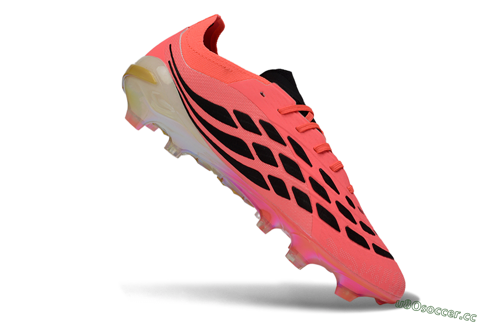 Men's Adidas Predator 26 Elite FG Firm Ground Low-Tops Football Boots - Pink/Neon Pink/Golden Accents 4