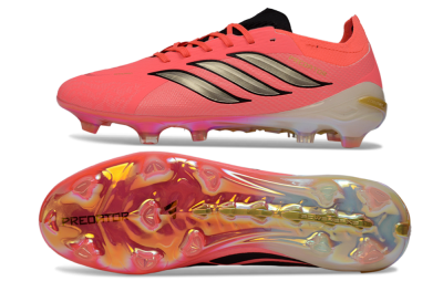Men's Adidas Predator 26 Elite FG Firm Ground Low-Tops Football Boots - Pink/Neon Pink/Golden Accents