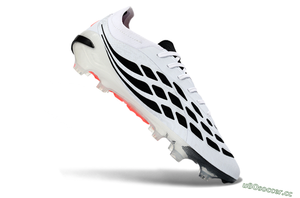 Unisex Adidas Predator 26 Elite FG Firm Ground Low-Tops Football Boots - White/Crimson Flash/Black Shadow 4
